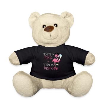 Pretty In Pink Ready To Drink Flamingo T Shirt - Teddy - Schwarz - Vorne