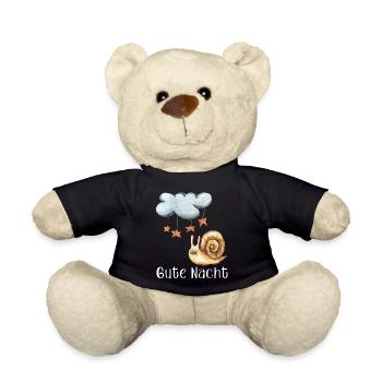 Gute Nacht Schnecke Nachthemd Schlafanzug Pyjama - Teddy - Schwarz - Vorne