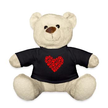 Coeurs de patte de chien coeurs - cadeau Saint Valentin - Nounours - noir - Devant