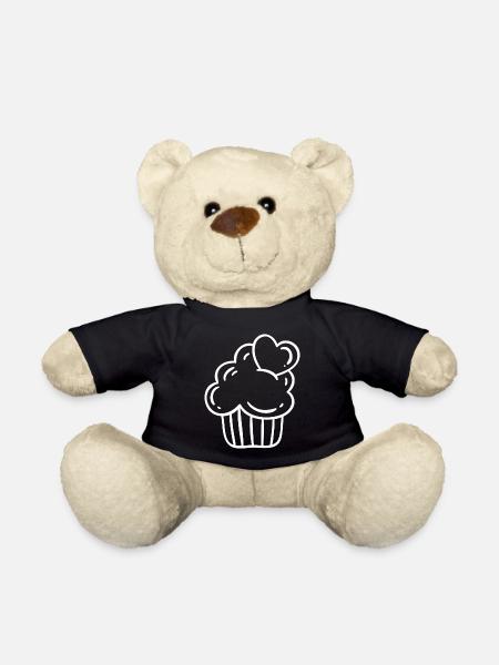 Cupcake Cake Snack Candy Heart - Teddy Bear - black