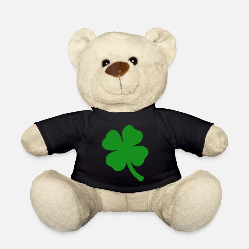 Trèfle à quatre feuilles Trèfle Nouvel An - Nounours - noir