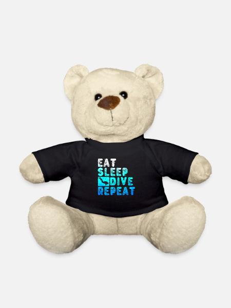 Eat Sleep Dive Repeat Diver Diving Gift - Teddy Bear - black