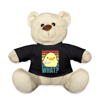 Duck with Knife Meme Chick Chicken Goose Was Retro Sun - Teddy Bear - black - Front