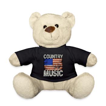 Country Musique Amérique Drapeau - Nounours - noir - Devant