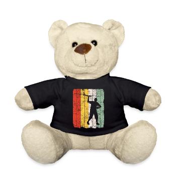Model Flight Model Maker Airplane Retro Gift - Teddy Bear - black - Front