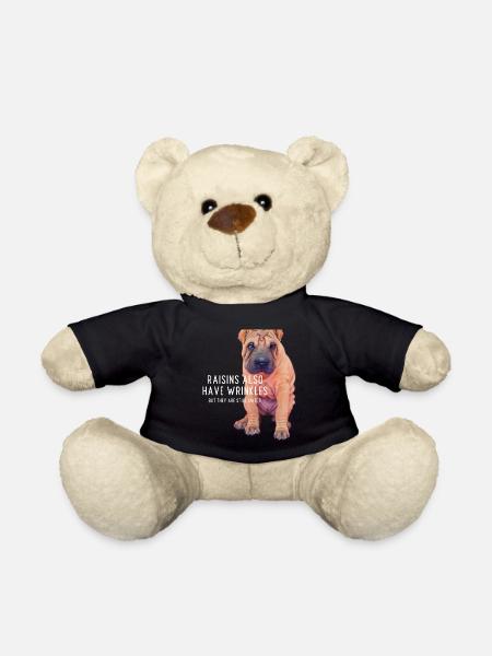 Raisins also have wrinkles - Shar pei Gift - Teddy Bear - black
