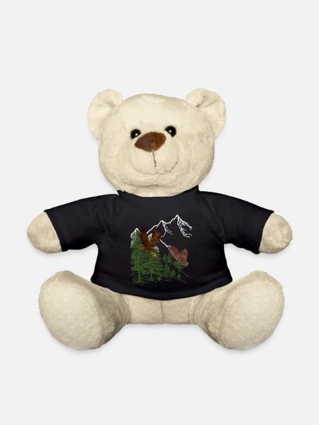 Adler Aufdruck Raubtier Vogel Adlermotiv Berg - Teddy - Schwarz
