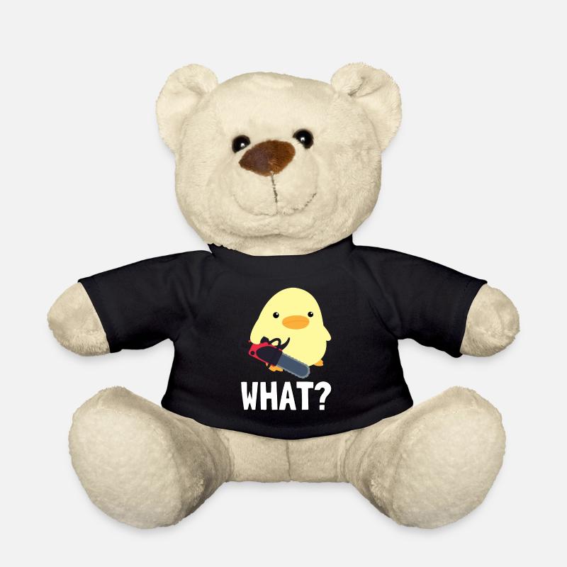 What? Ente mit Kettensäge Meme Küken Geschenkidee - Teddy - Schwarz