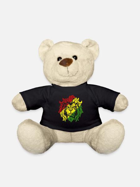 Rasta Lion Roots Reggae Music Jah Jamaica Gift - Teddy Bear - black