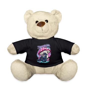 Magic Mushrooms Psychedelisch Funny Trippybear - Teddy - Schwarz - Vorne