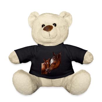 Horse horse motif animal motif animal face animal ladies - Teddy Bear - black - Front