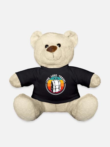 Live Love Travel - Voyage amour de voyage - Nounours - noir
