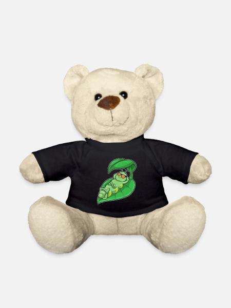 Chenille avec feuille comme parasol - Nounours - noir