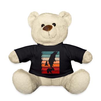 Papa bear dad bear father's day retro vintage animals - Teddy Bear - black - Front