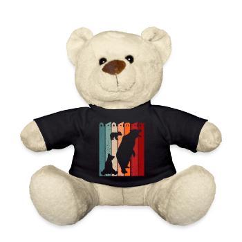 Papa bear dad bear father's day retro vintage animals - Teddy Bear - black - Front