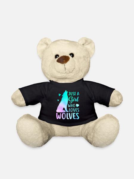 Just A Girl Who Loves Wolves Funny Women Wolf Love - Teddy Bear - black