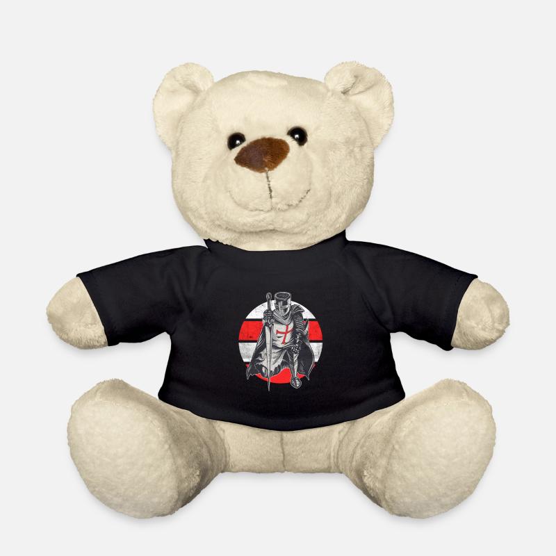 Knight Red White Templer order medieval armor - Teddy Bear - black