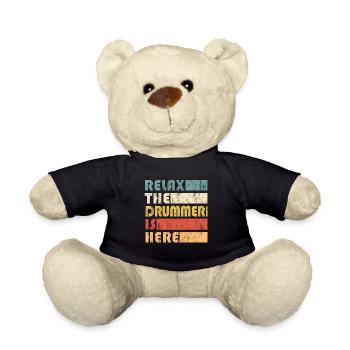 Relax The Drummer is Here Funny Saying Vintage - Teddy Bear - black - Front