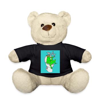 Smoking frog on the toilet - Teddy Bear - black - Front