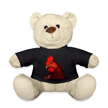 Coq ferme animal motif animal motif motif visage animal - Nounours - noir - Devant