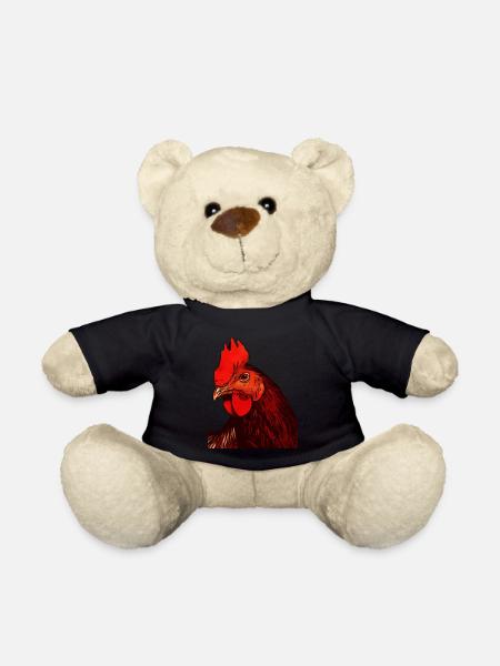Hahn Bauernhof Tiermotiv Tier Motiv Tiergesicht - Teddy - Schwarz