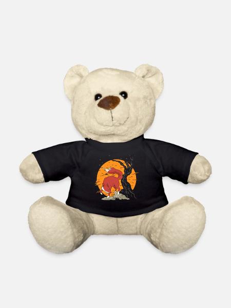 Kitsune Anime Red Fox Gift - Teddy Bear - black