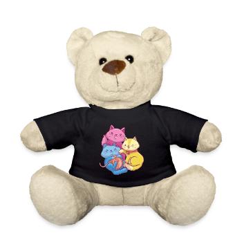 Pansexual Kawaii Cat, Anime Art Pan Pride - Teddy Bear - black - Front