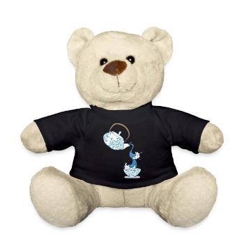 Teekanne große Welle Kunst Zeichnung Japan Stil - Teddy - Schwarz - Vorne