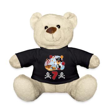 7 Jahre Pirat Kindergeburtstag Kinder Fun Geschenk - Teddy - Schwarz - Vorne