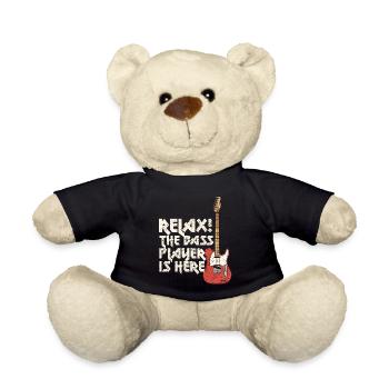 Relax the Bassplayer is here Bassist Bass Gift - Teddy Bear - black - Front