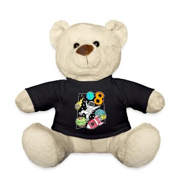 8th birthday astronaut boys children's birthday - Teddy Bear - black - Front
