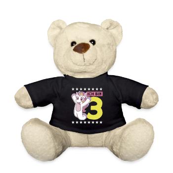 3 Jahre Mädchen 3. Geburtstag - Teddy - Schwarz - Vorne