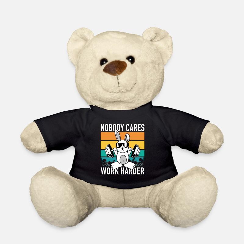 Fitness Hase - Nobody Cares Work Harder Motivation - Teddy - Schwarz