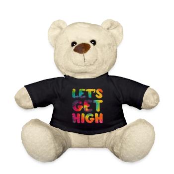 Hippie saying Lets goes high - Teddy Bear - black - Front