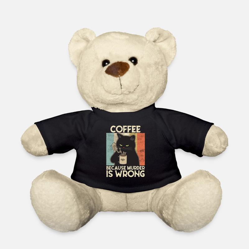 Coffee because Murder is wrong Café chat retro - Nounours - noir