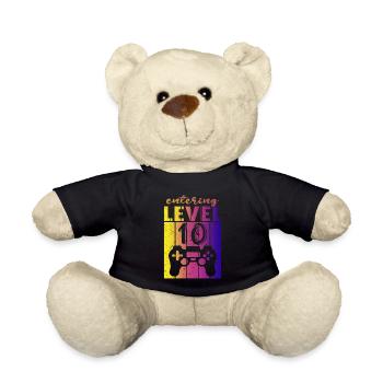 Level 10 Gaming Controller 10. Geburtstag - Teddy - Schwarz - Vorne