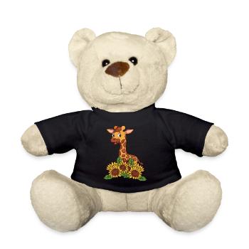 Giraffe mit Sonnenblumen - Teddy - Schwarz - Vorne
