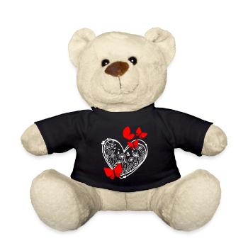 Cadre papillon en forme de fleurs en forme de cœur - Nounours - noir - Devant