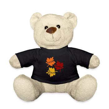 Falling autumn leaves design - For autumn - Teddy Bear - black - Front