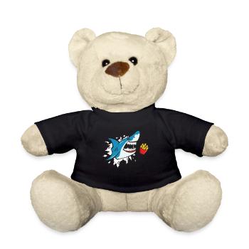 Shark eats fries shark lover frieze lover - Teddy Bear - black - Front