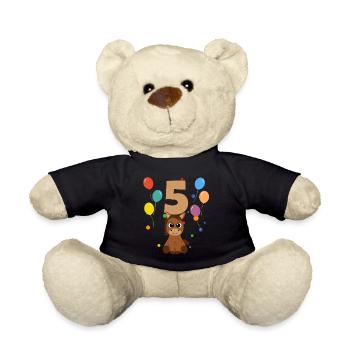 5th birthday children's birthday 5 years horse - Teddy Bear - black - Front