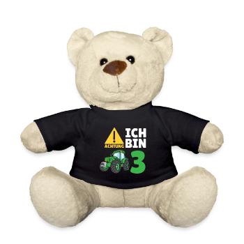 3 Jahre Traktor Trecker 3. Geburtstag Junge - Teddy - Schwarz - Vorne