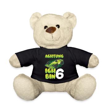 6 Jahre Rennauto Rennfahrer 6. Geburtstag - Teddy - Schwarz - Vorne