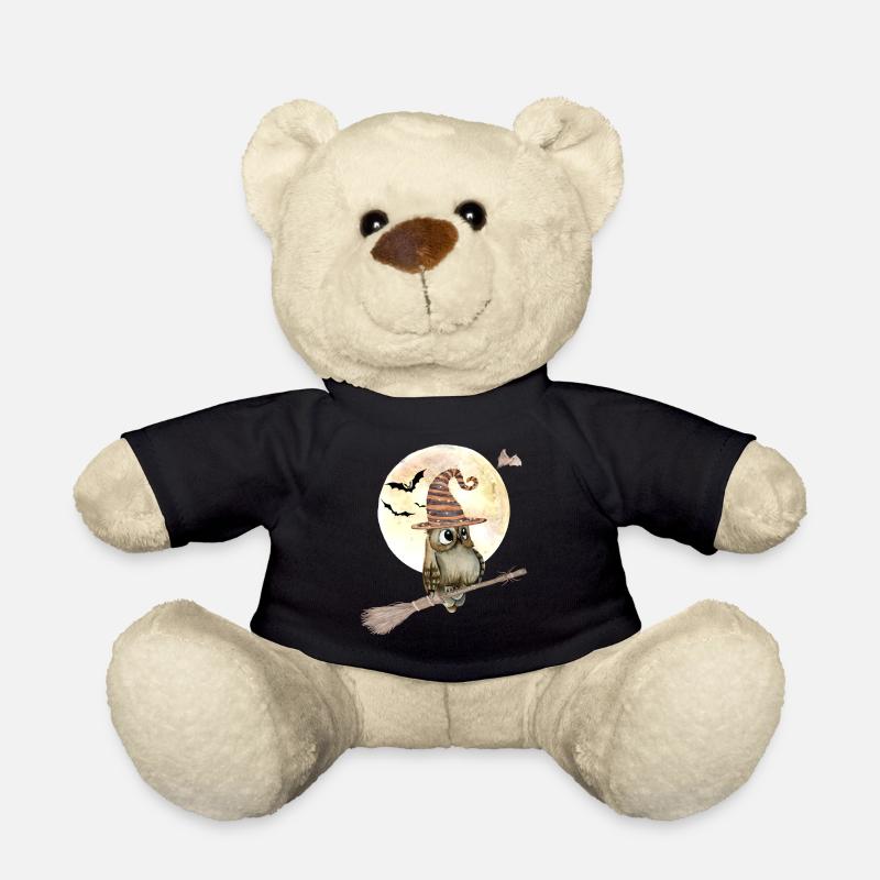 Halloween Hexen Eule mit Hexenhut Vollmond - Teddy - Schwarz