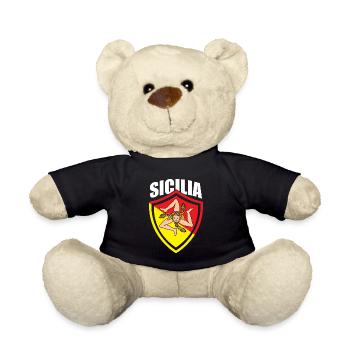 Italy Italia Sicilia Flag Sicily Palermo - Teddy Bear - black - Front