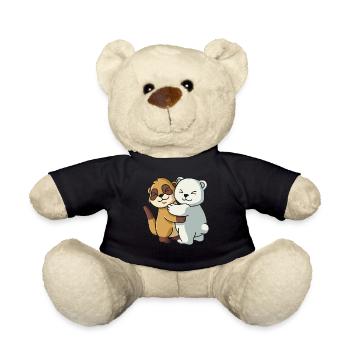 Meerkat and Icebear Hug Cuddle Animals - Teddy Bear - black - Front