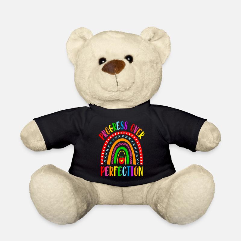 Rainbow Progress Over Perfection Motival - Nounours - noir
