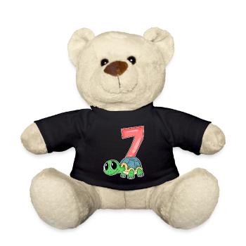 7 ans - 7ème anniversaire - motif tortue - Nounours - noir - Devant