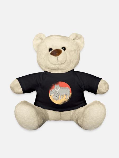 Wolfsfamilie Wölfe Wolfbaby Wolfsmutter Familie - Teddy - Schwarz