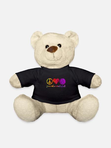 Peace Love und Volleyball in Regenbogen Farbklecks - Teddy - Schwarz